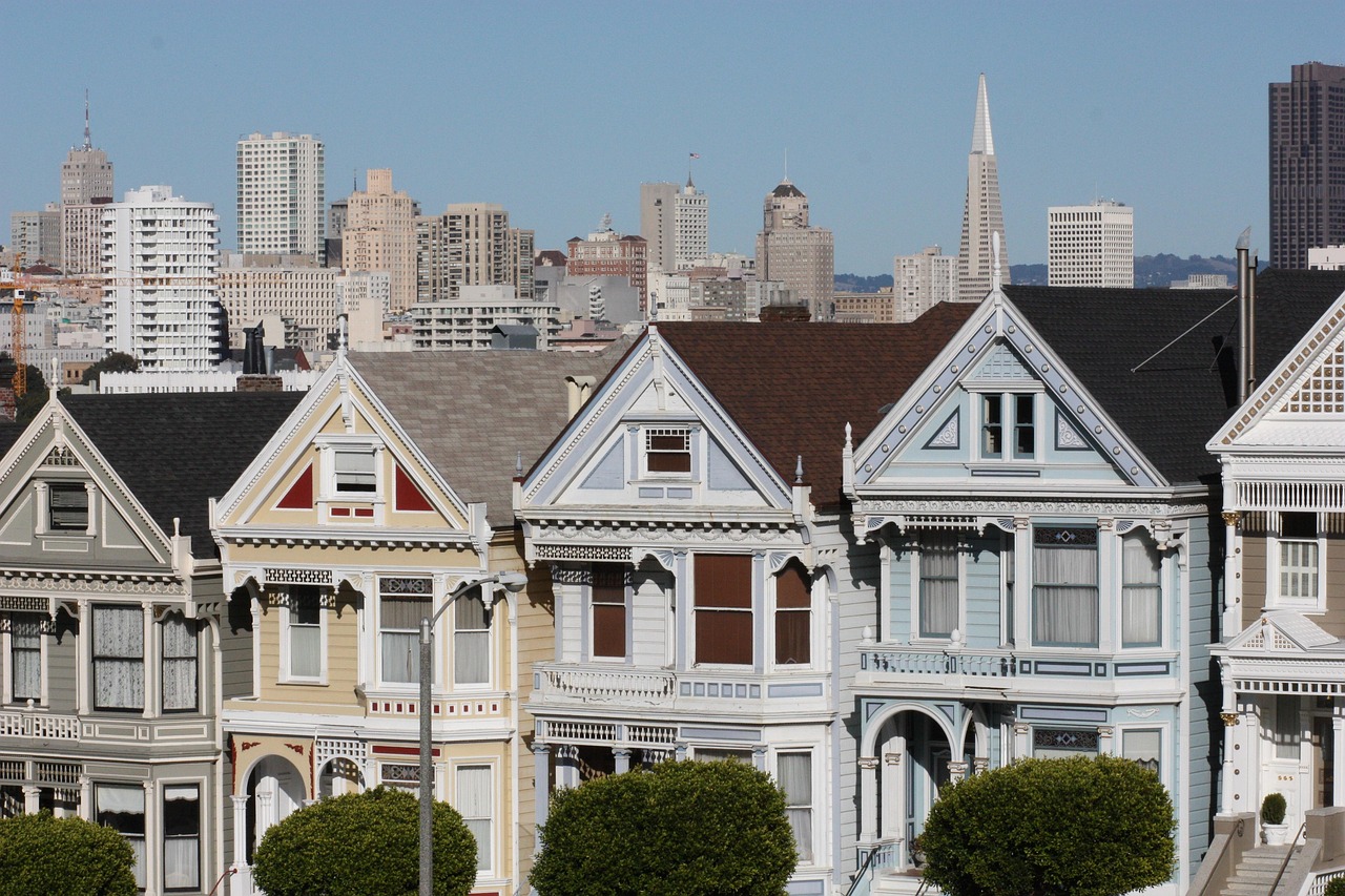 san francisco, painted ladies, houses, gray painting, gray paint, gray lady