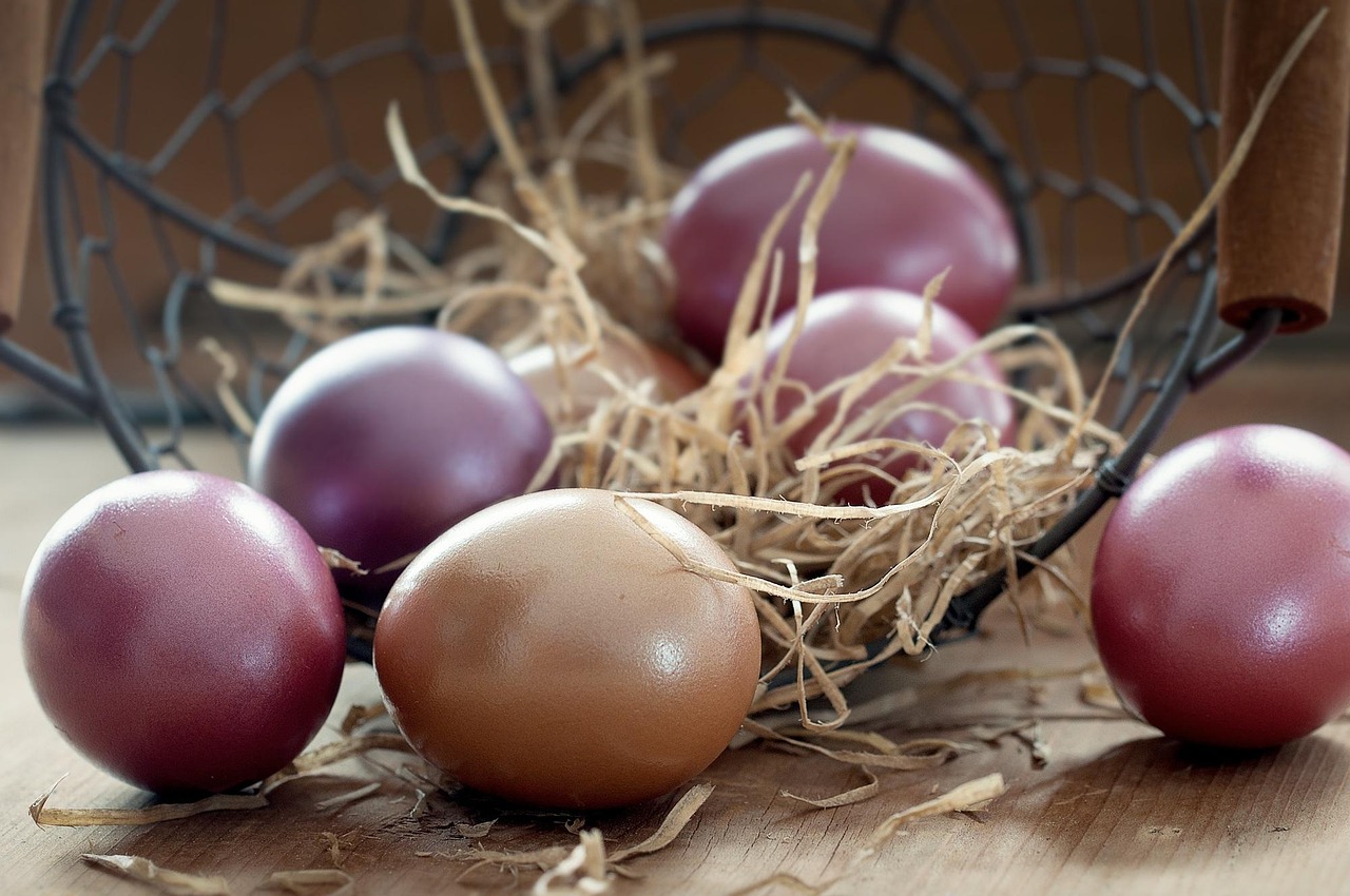 easter eggs, basket, color, colored, egg, easter, custom, spring, colorful, painting, customs, eastercollection, brown spring, nature, brown painting, brown egg, brown eggs, brown paint, brown color