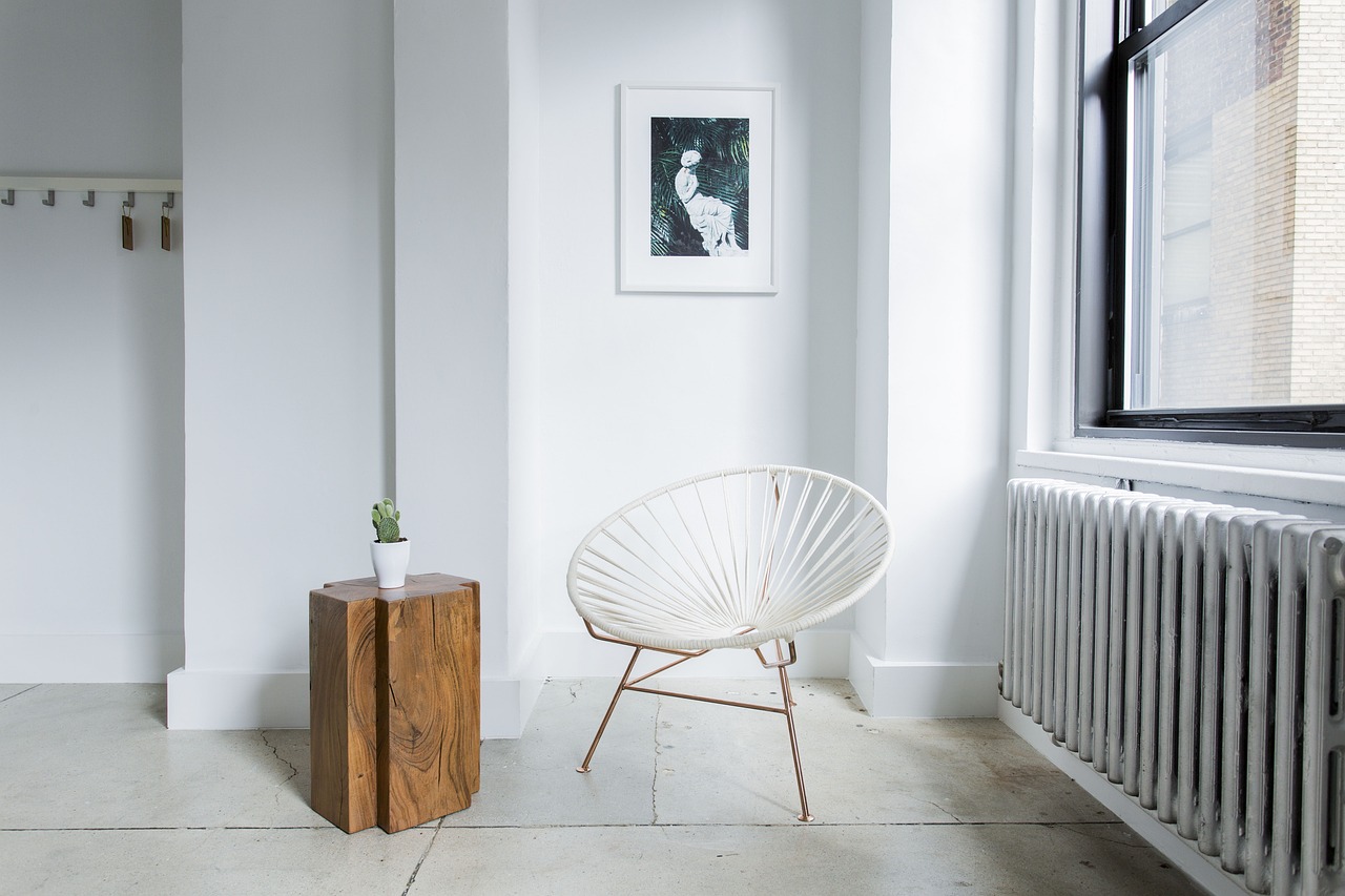 architecture, building, room, interior, chair, white, wood, nature, plant, tiles, floor