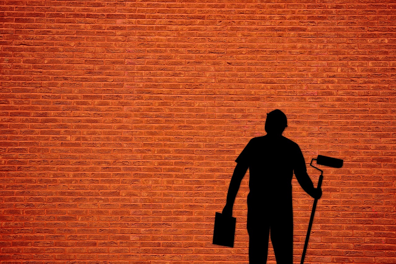 man, house painter, painting, wall, stones, work, decorations, silhouette, house painter, house painter, house painter, house painter, house painter, painting, painting