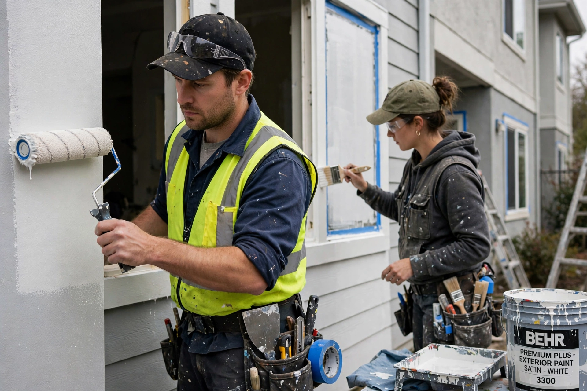 Professional painting crew working on a multi-family residential complex in Fairfax, CA