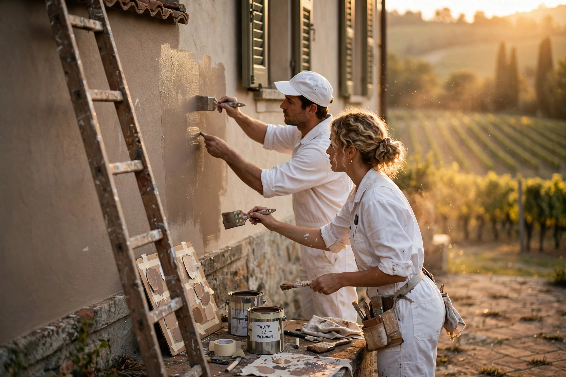 Professional painters working on a luxury estate in Piedmont California