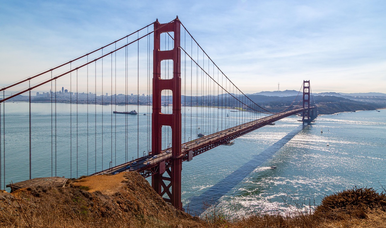 golden gate bridge, bridge, sea, bay, ocean, water, nature, coast, scenery, road, bay area, san francisco, california