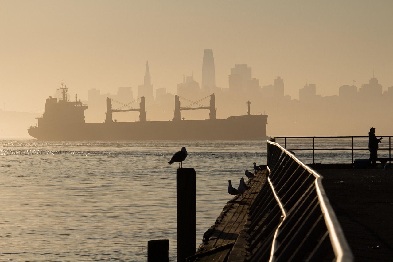 francisco, ship, bay, california, water, sea, boat, ocean, nature, landscape, america, sunrise